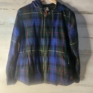 L.L.Bean Plaid Lightweight Jacket 100% Cotton Womens Small Relaxed Fit